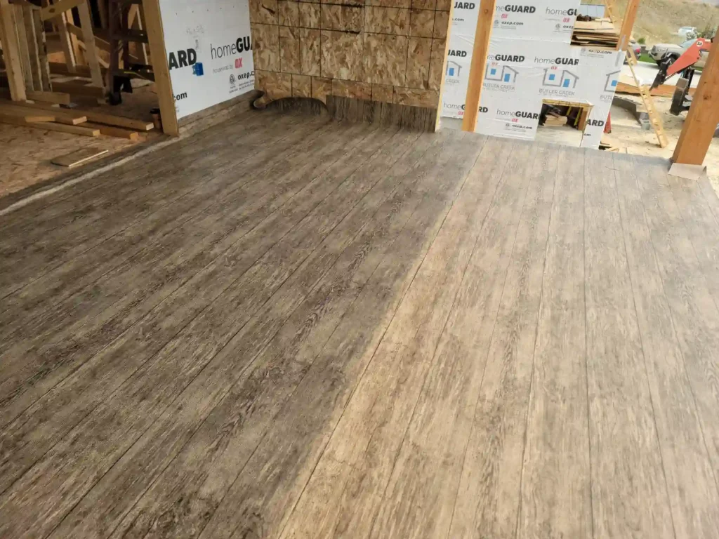 New Tufdek vinyl decking on a covered deck in Missoula